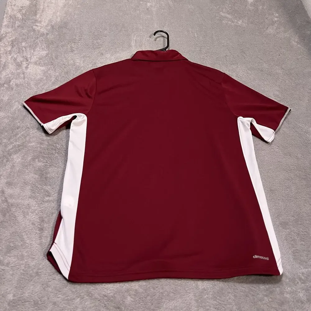 Denver Pioneers Shirt Mens Medium Red NCAA Ice Hockey Adidas Climacool Polo